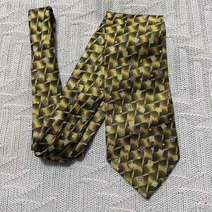 Serica gold geometric print Italian silk tie